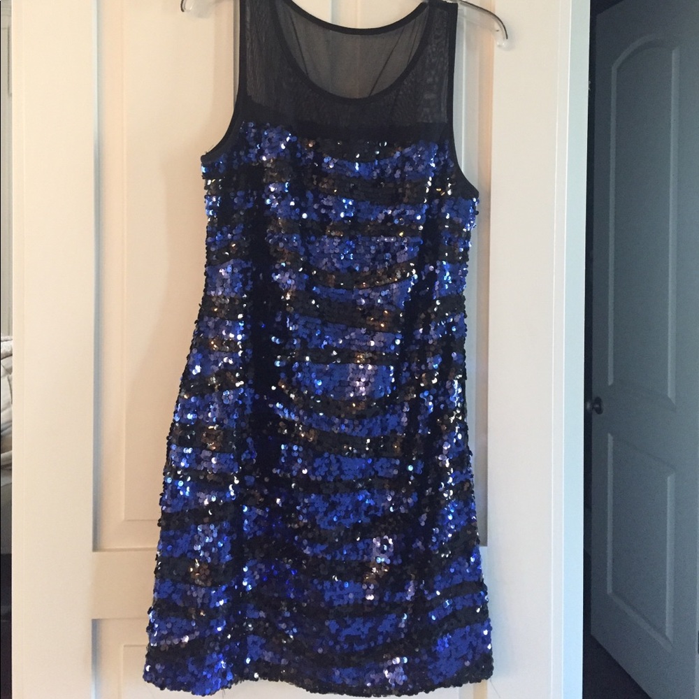 Blue & Black sequined mini dress . Negotiable!!